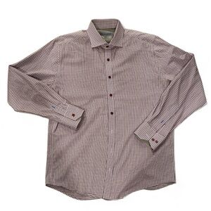 Twillory Burgundy and Blue Checkered Long Sleeve Button-Down Shirt NWOT